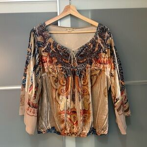 Live and Let Live Crushed Velvet Multicolor Bohemian Blouse